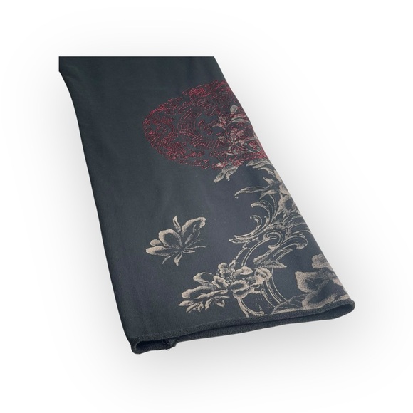 Vintage Y2K: Lucky ☘︎︎ Asian Dragon Red Embroidery Floral Sweatpants ☘︎︎ Black S - Picture 12 of 16